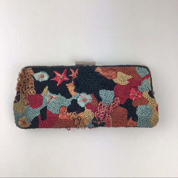 La Regale Handbags - La Regale Embroidered Patchwork Clutch W/ Strap